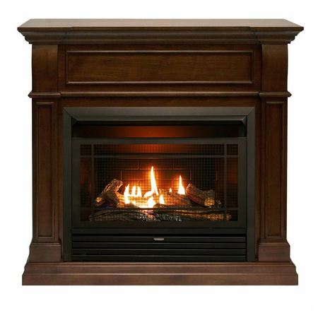 DULUTH FORGE Dual Fuel Ventless Gas Fireplace With Mantel - 26,000 Btu, Remote DFS-300R-4W